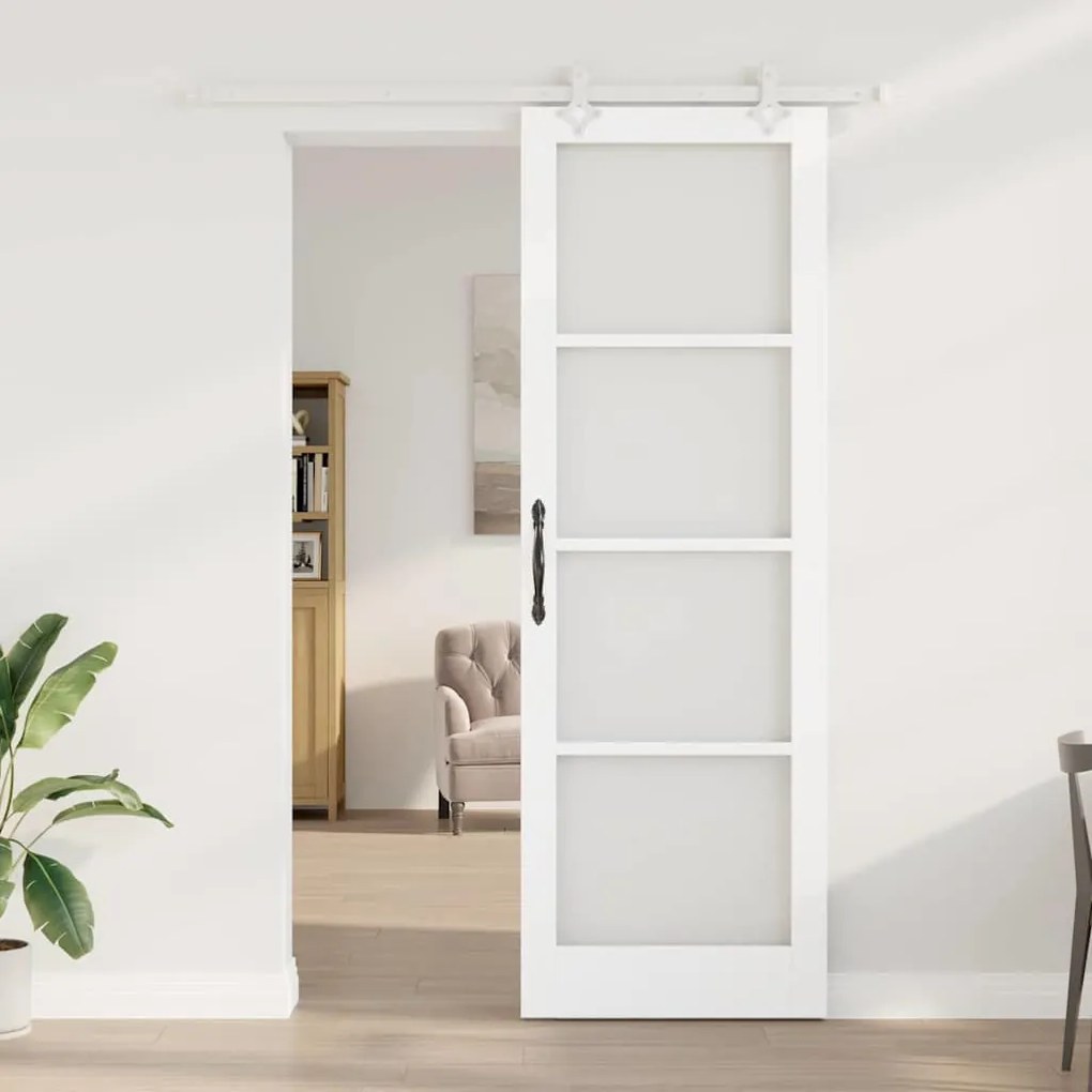 Csúszóajtó Fehér 78 x 232 cm Fa és fém