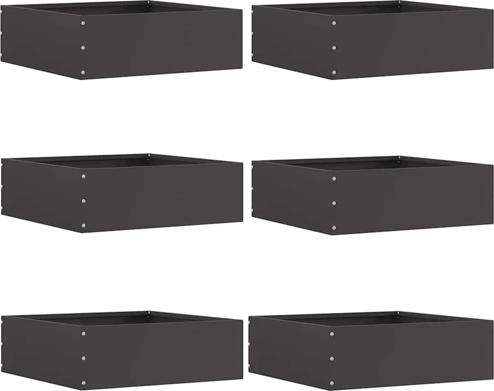 vidaXL Fűszegélyezés 6 pcs Fekete 40 x 40 x 13 cm Acél