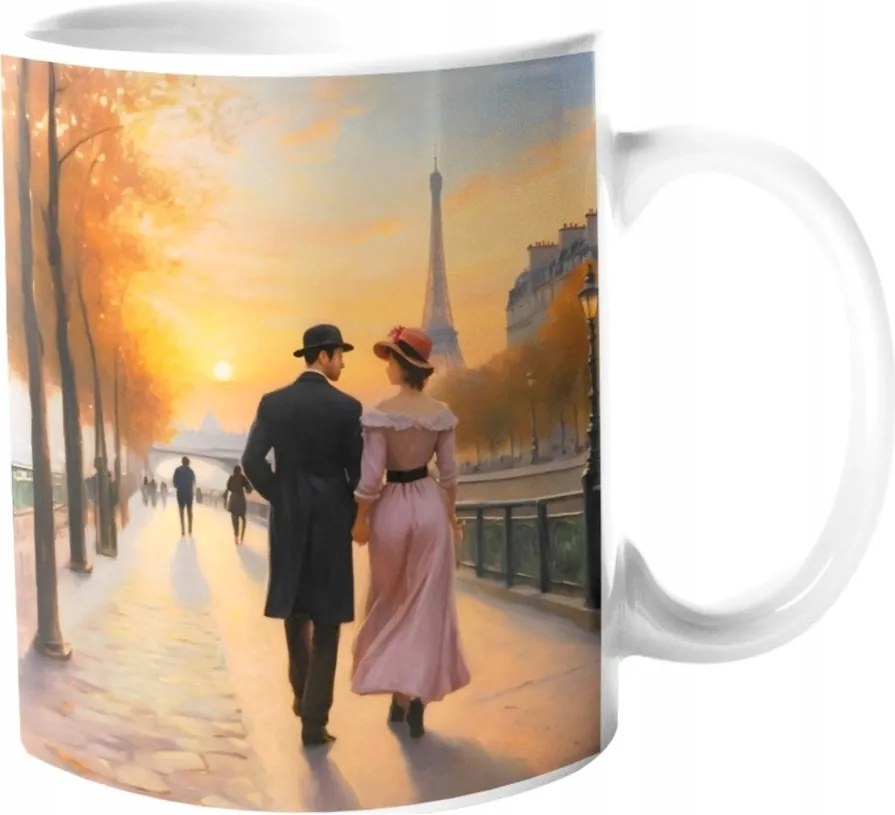 Csodaszép Bögre -Romantikus séta a Nyugatról- Kép Olaj Párizs 330ml