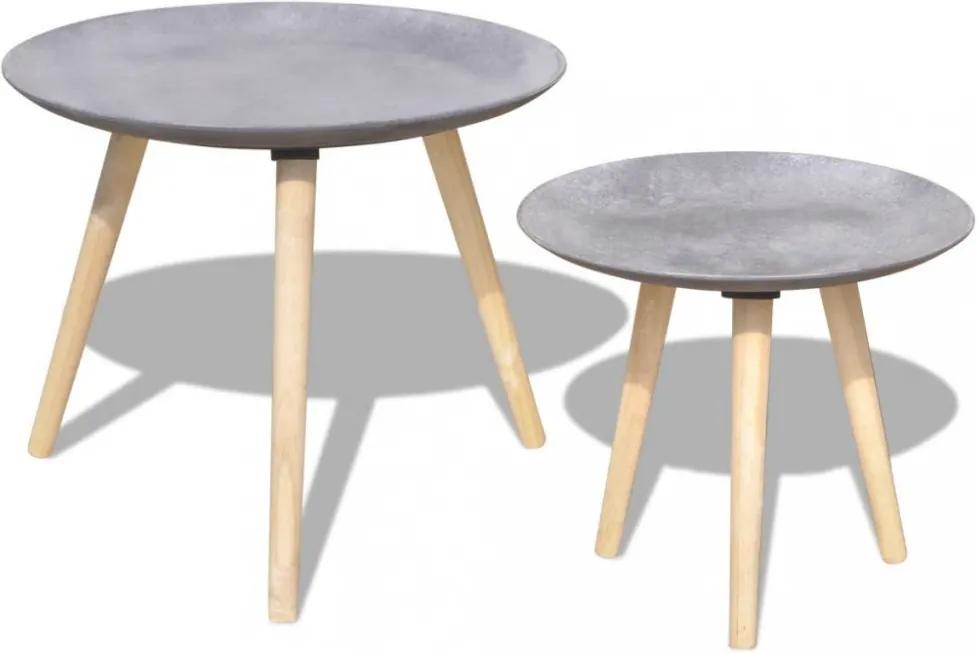 Kétrészes kisasztal/dohányzóasztal szett beton szürke 55 cm 44 cm