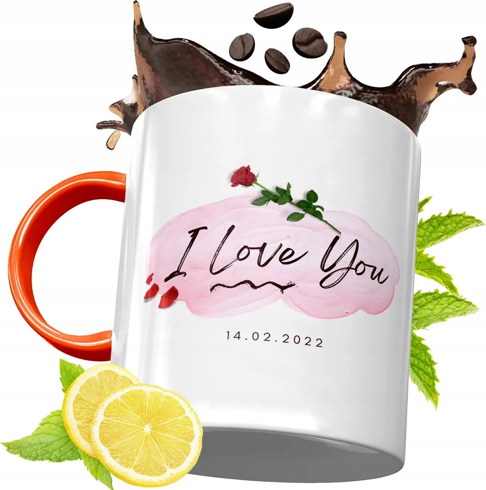 Narancssárga Bögre Valentin Napra Lányoknak, fényképes nyomattal