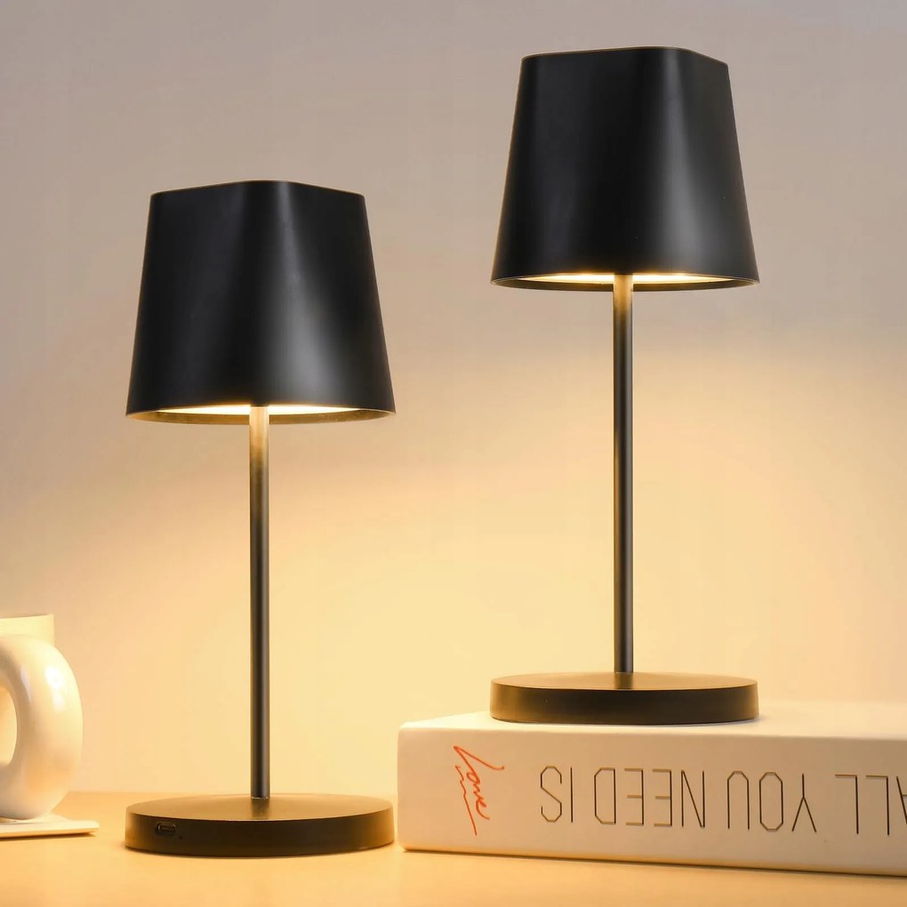 Led asztali lámpa vezeték nélküli érintőképernyős fekete 2 db