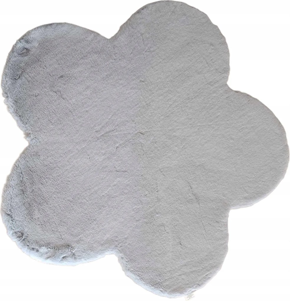 Plüss világosszürke rabbit szőnyeg, nyuszi szőrme ,virág 110cm