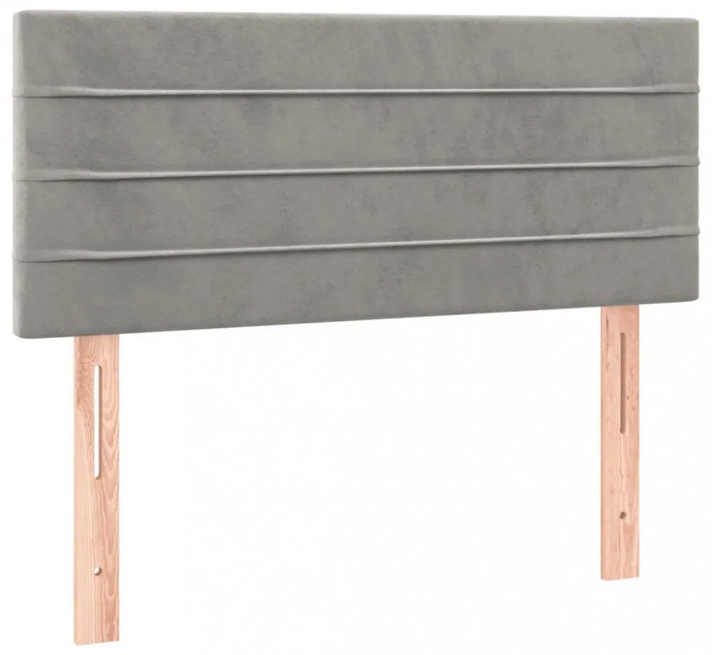 világosszürke bársony LED-es fejtámla 90x5x78/88 cm