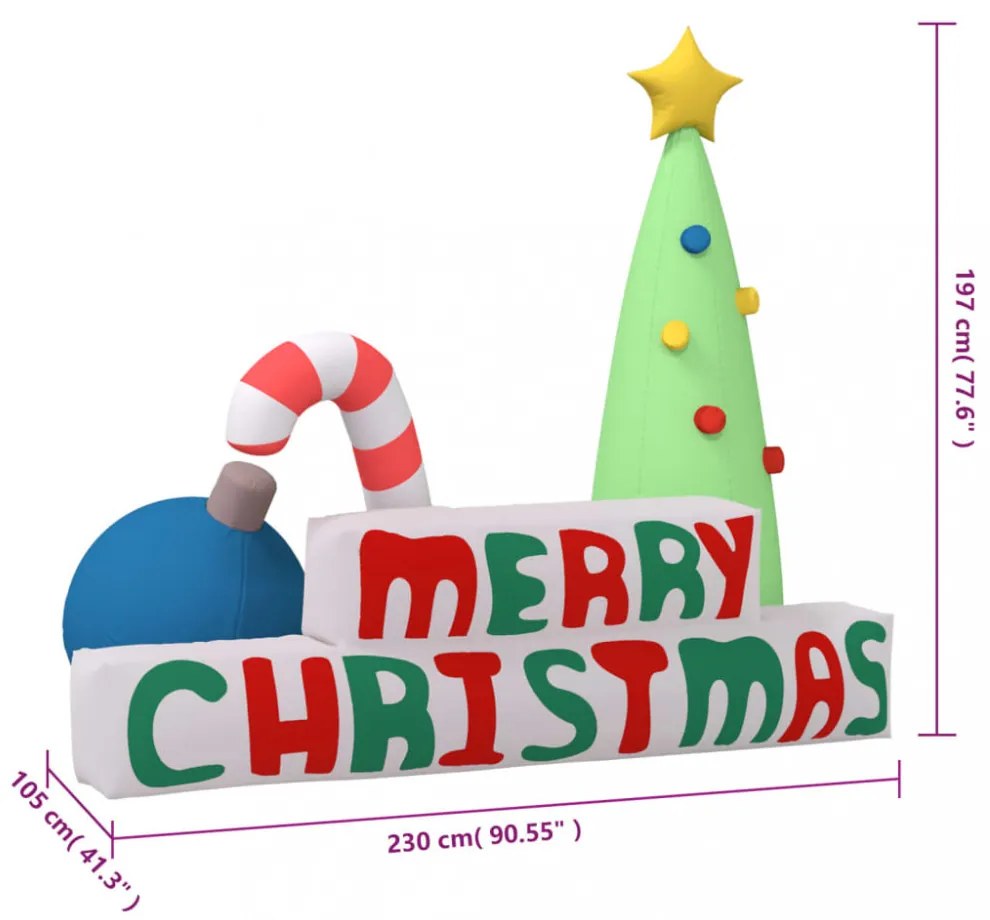 felfújható Merry Christmas dekoráció LED-ekkel 197 cm