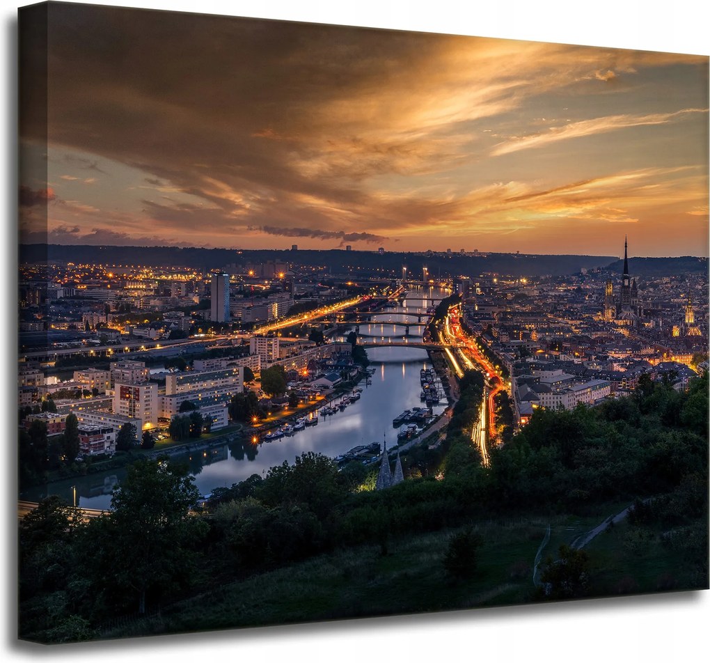 Vászonkép Építészet Rouen Este 50X40
