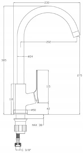 Invena Neri, szabadon álló mosogató csaptelep, króm, BZ-01-001-L