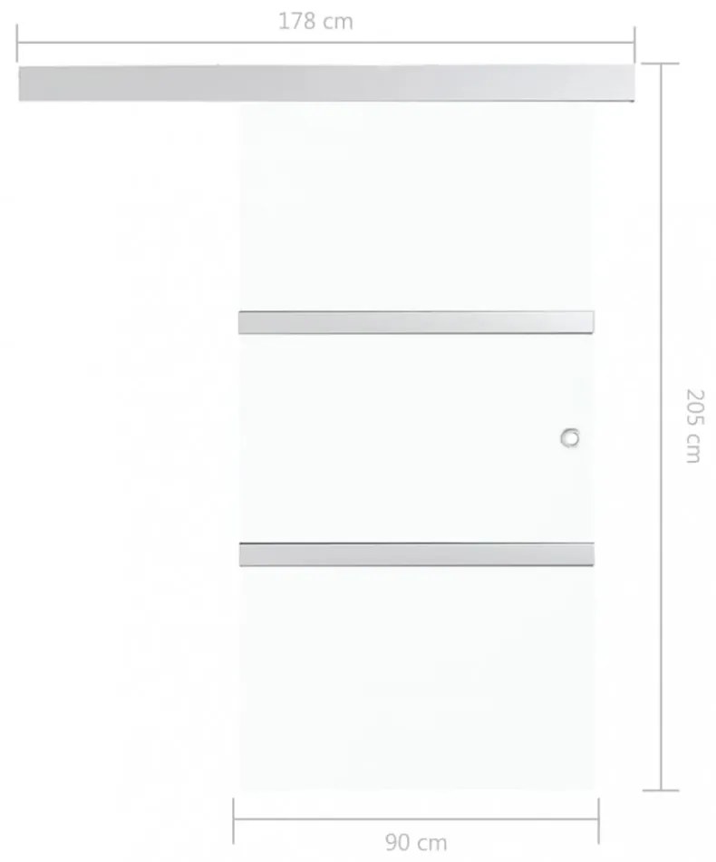 ezüst ESG üveg és alumínium tolóajtó puha ütközőkkel 90x205 cm
