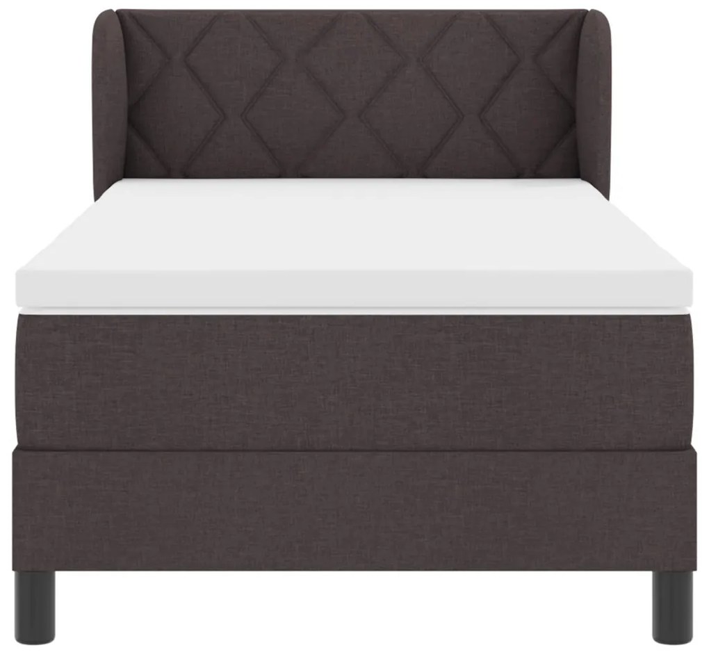 Boxspring Ágy Matrac nélkül Sötétbarna 90x200 cm Szövet