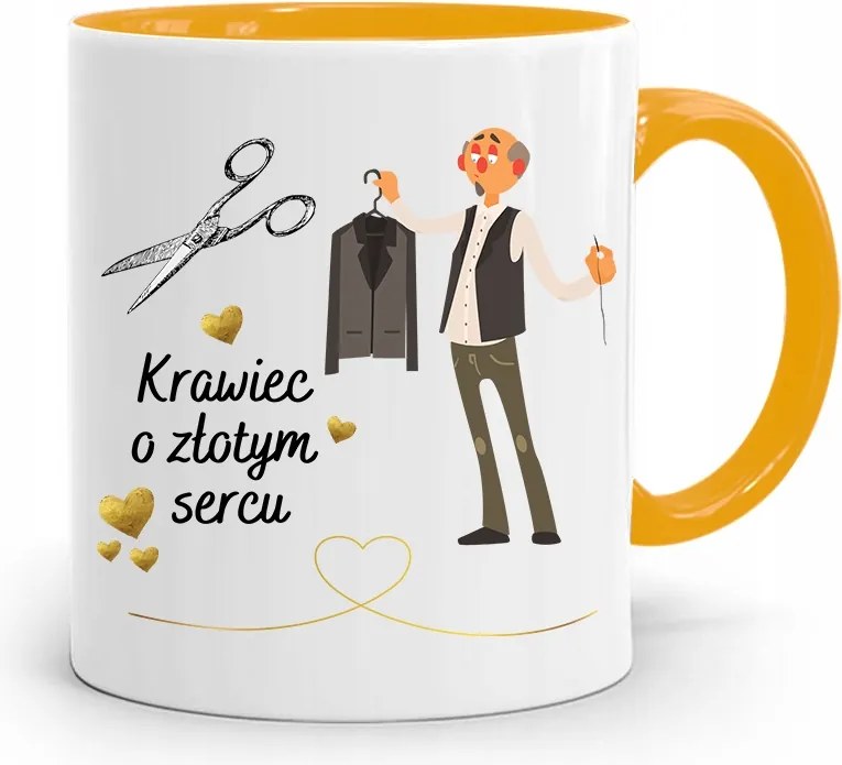 Sárga Szabó Bögre Arany Szívvel, fényképes nyomattal