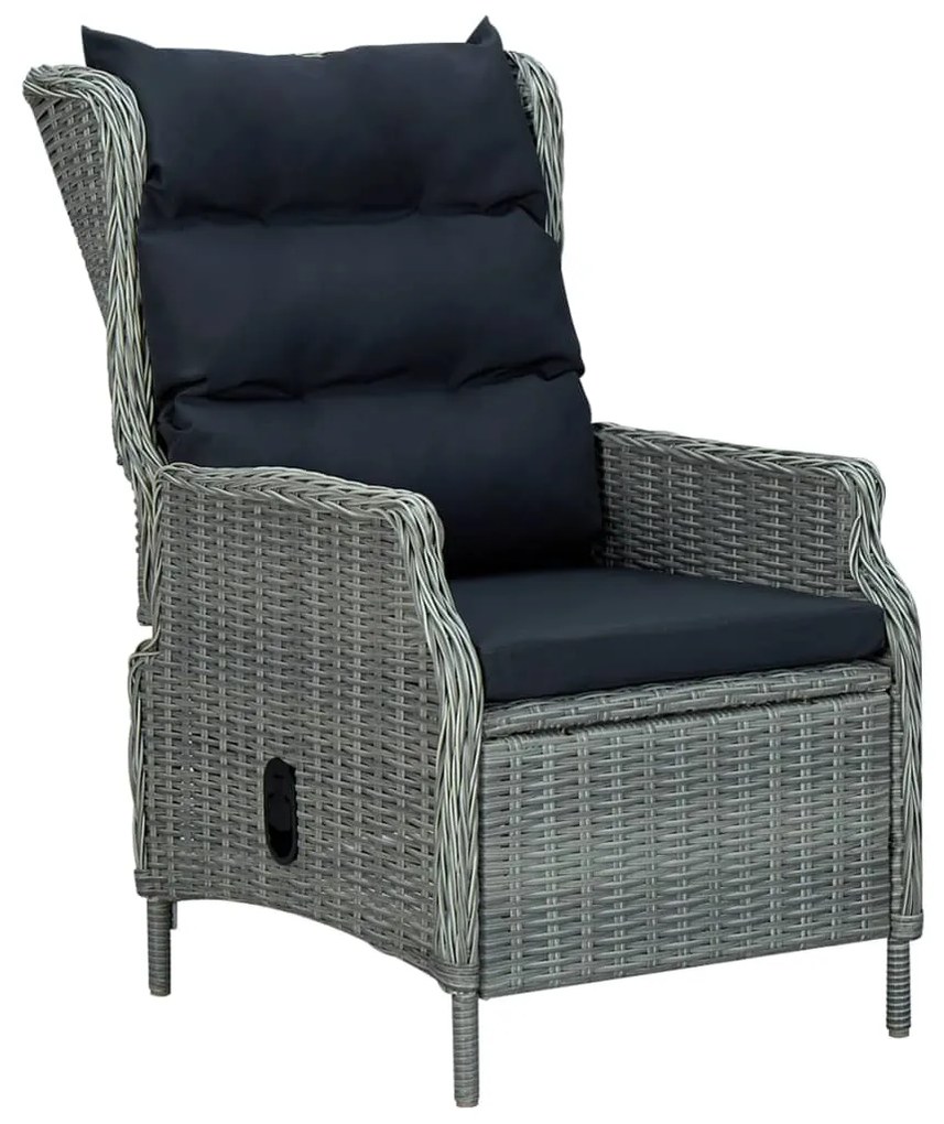 vidaXL 9 részes világosszürke polyrattan kültéri étkezőszett párnákkal