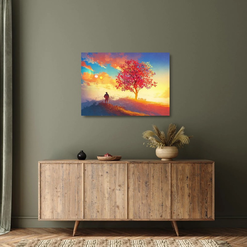 Egy fa képe a dombon (üvegen) (70x50 cm)