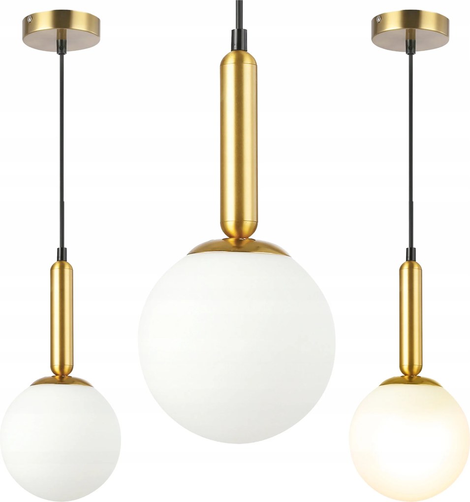 Mennyezeti lámpa függeszték csillár üveg gömb E27 Loft 100cm arany fehér