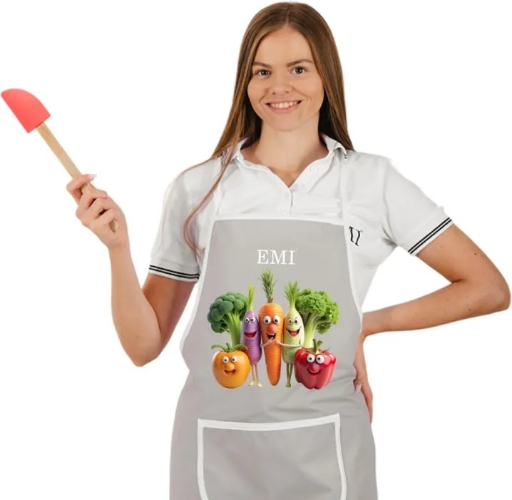 EMI Happy Veggie konyhai kötény, Szürke
