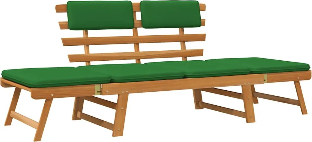 vidaXL 2 az 1-ben tömör akácfa kerti pad párnákkal 190 cm