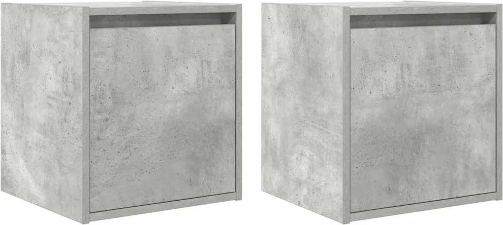 vidaXL 2 db betonszürke falra szerelhető éjjeliszekrény 38x34x40 cm