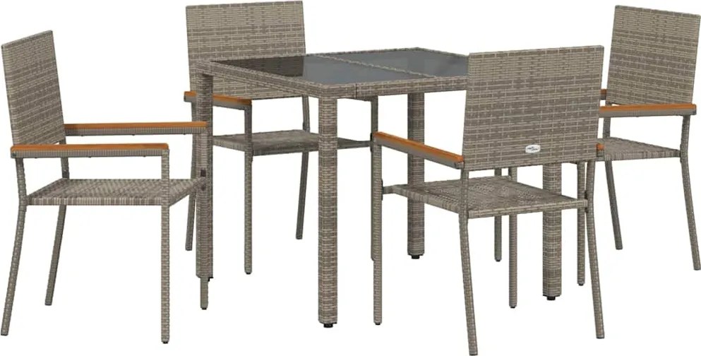 vidaXL Kert étkező szett 5 pcs Szürke polirattan