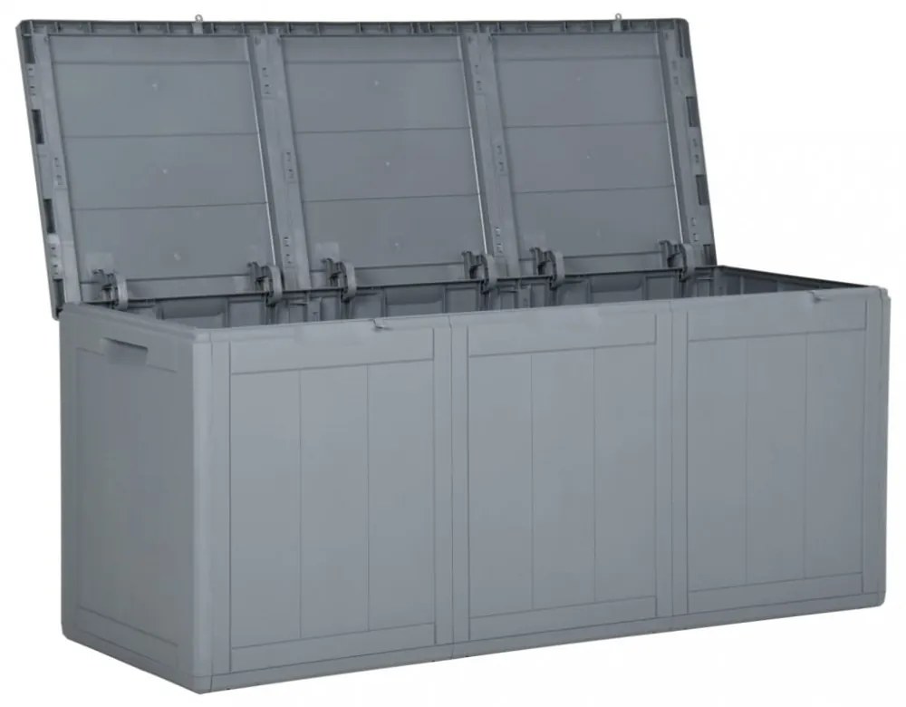 szürke PP fa hatású kerti tárolóláda 270 L