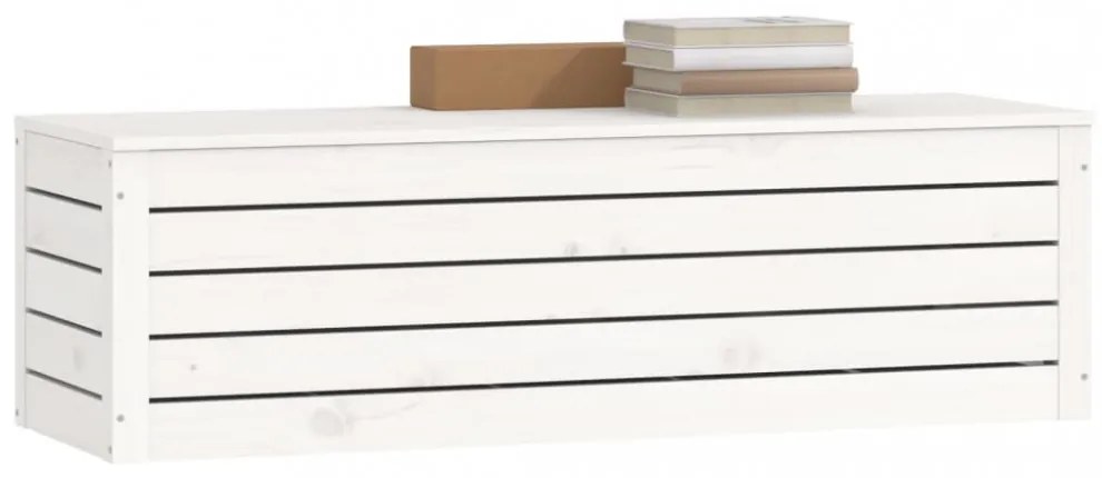 fehér tömör fenyőfa tárolóláda 109 x 36,5 x 33 cm