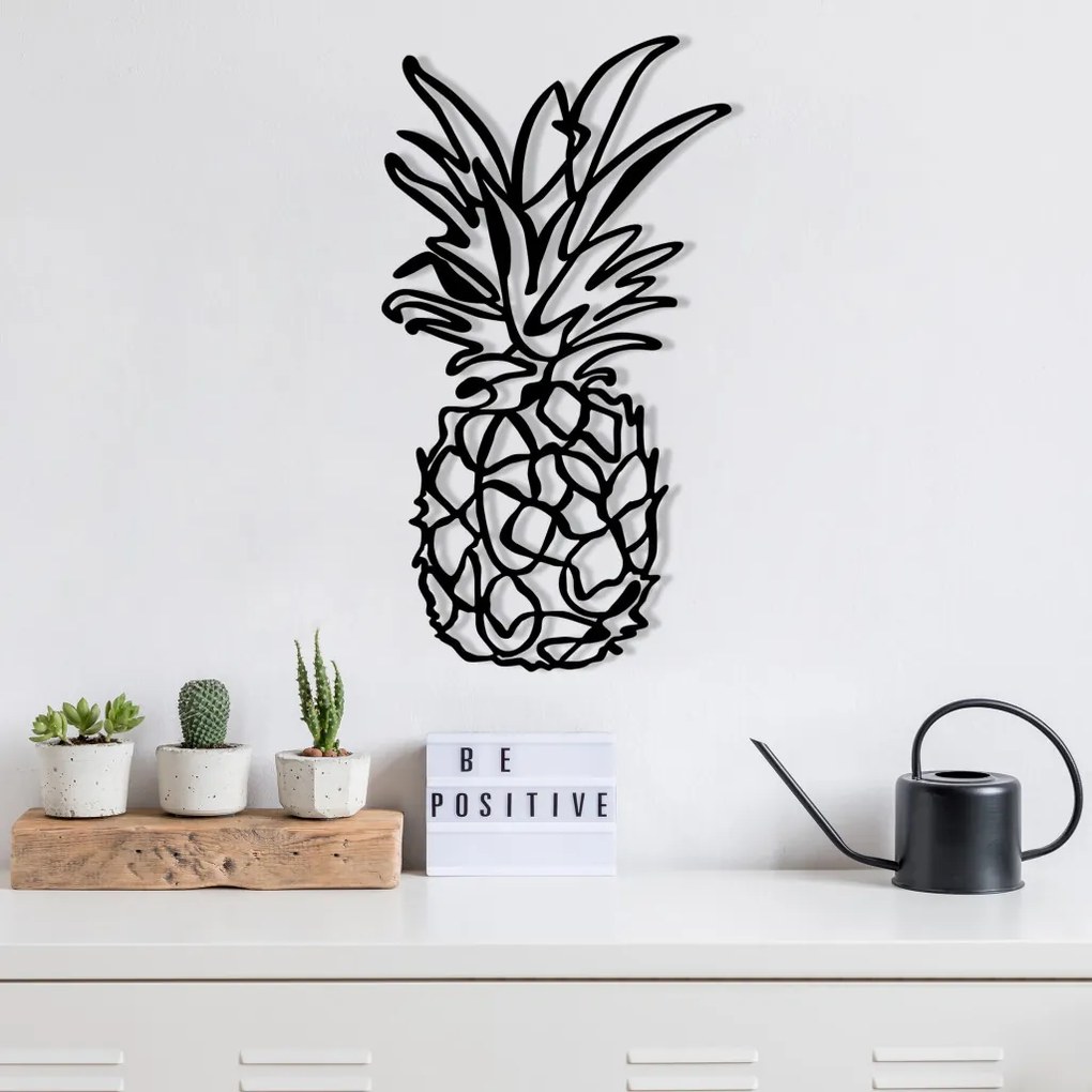 Ananas fém fali dekoráció, 33×60 cm