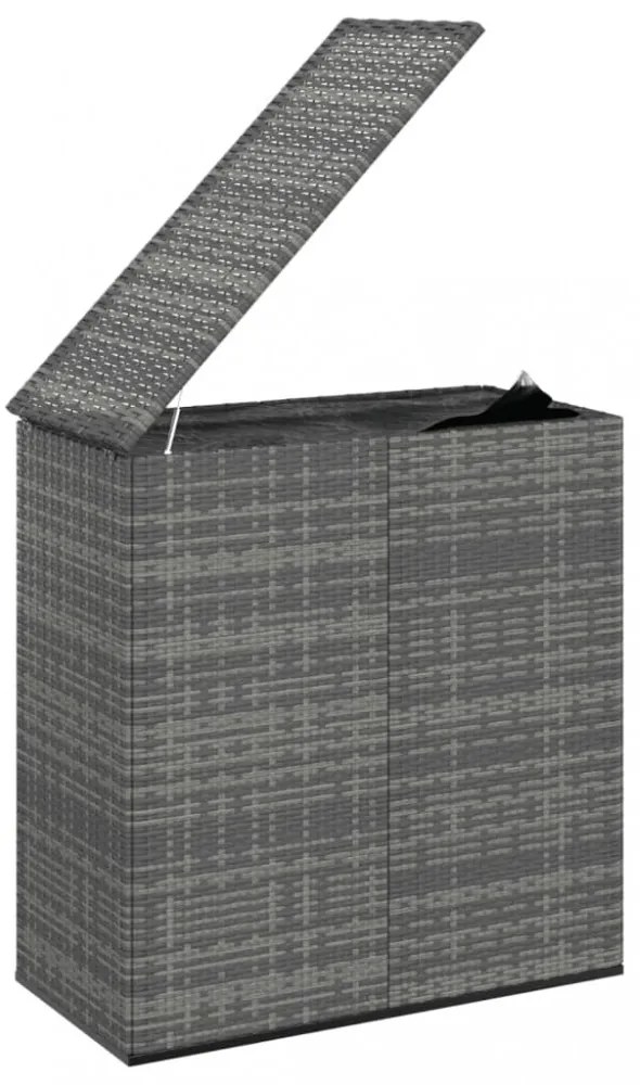 szürke polyrattan kerti párnatartó doboz 100 x 49 x 103,5 cm
