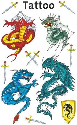 Matrica, tetoválás, 1 ív, 76x120 mm, AVERY ZWECKFORM, Z-Design No.56404, sárkányok (AY56404)