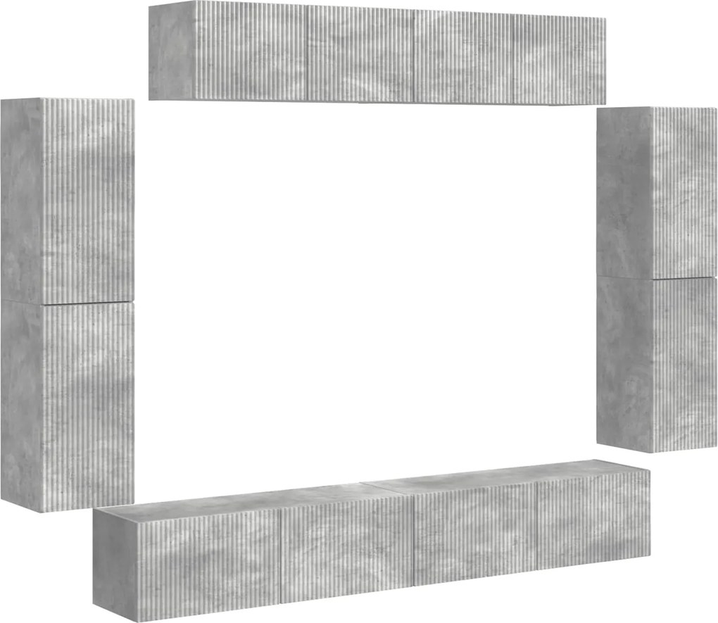 vidaXL TV szekrény 8 pcs Beton Szürke