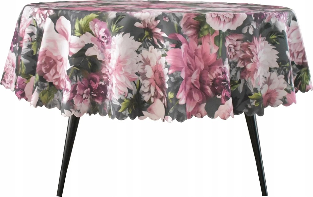 Abrosz Foltálló Kerek 110 CM Sötét Grafit Nagy Virágok Kör