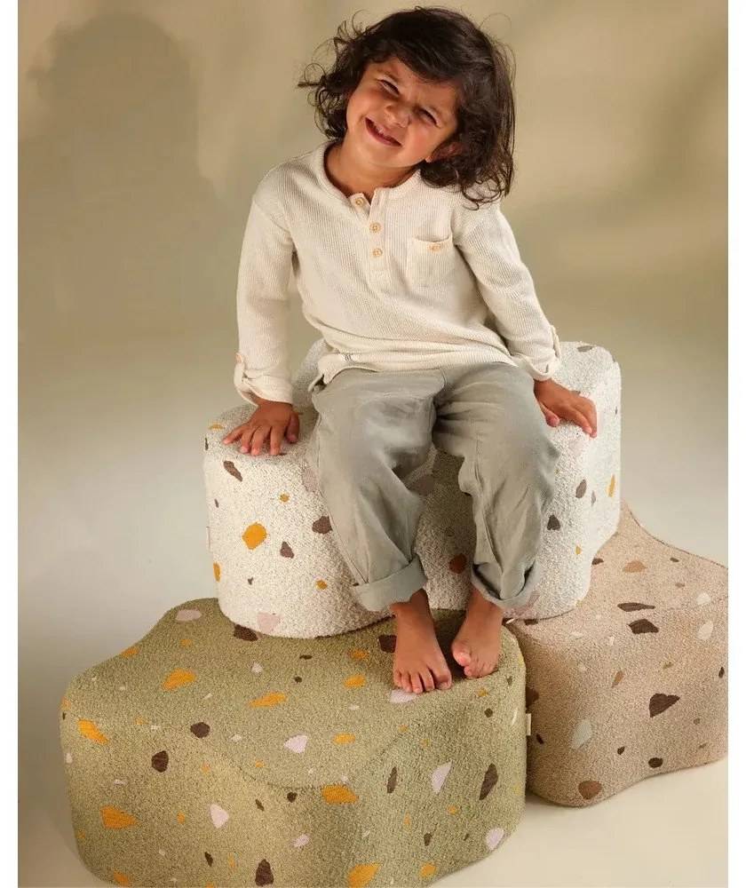 Zöld buklé-zsenília gyerek puff Terrazzo Cloud – Wigiwama