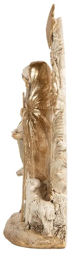 Betlehem életkép Szentcsalád 19x7x24 cm Bézs Arany ünnepi dekoráció