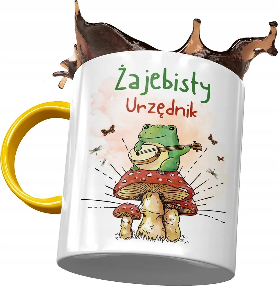 Sárga Bögre Tisztviselőnek Békás Tisztviselő Nyomtatott Fotóval