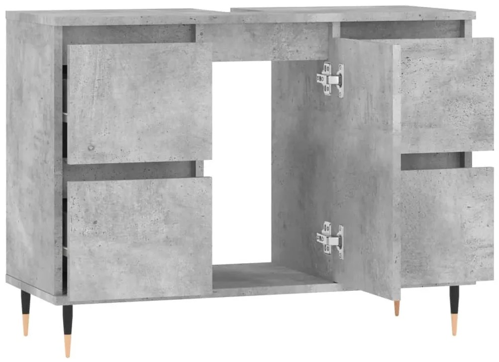 Betonszürke szerelt fa fürdőszobaszekrény 80 x 33 x 60 cm