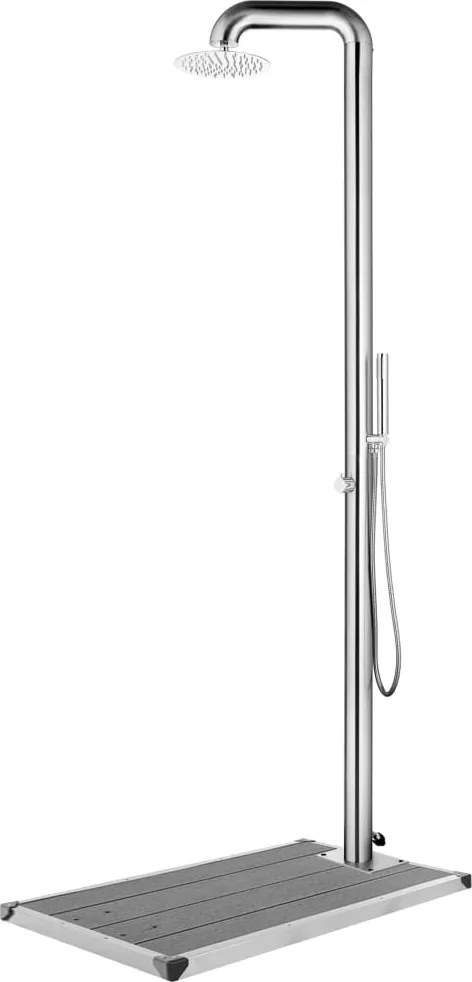 vidaXL rozsdamentes acél kerti zuhany szürke aljjal 230 cm