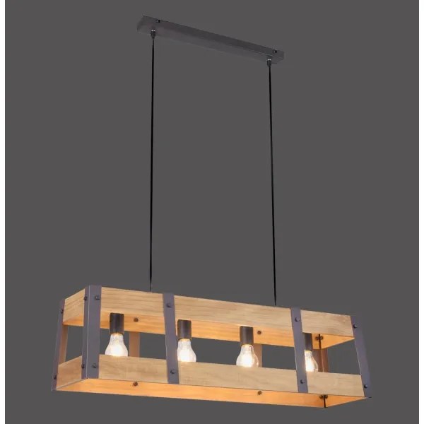 Leuchten Direkt 15721-79 - Csillár zsinóron CRATE 4xE27/60W/230V