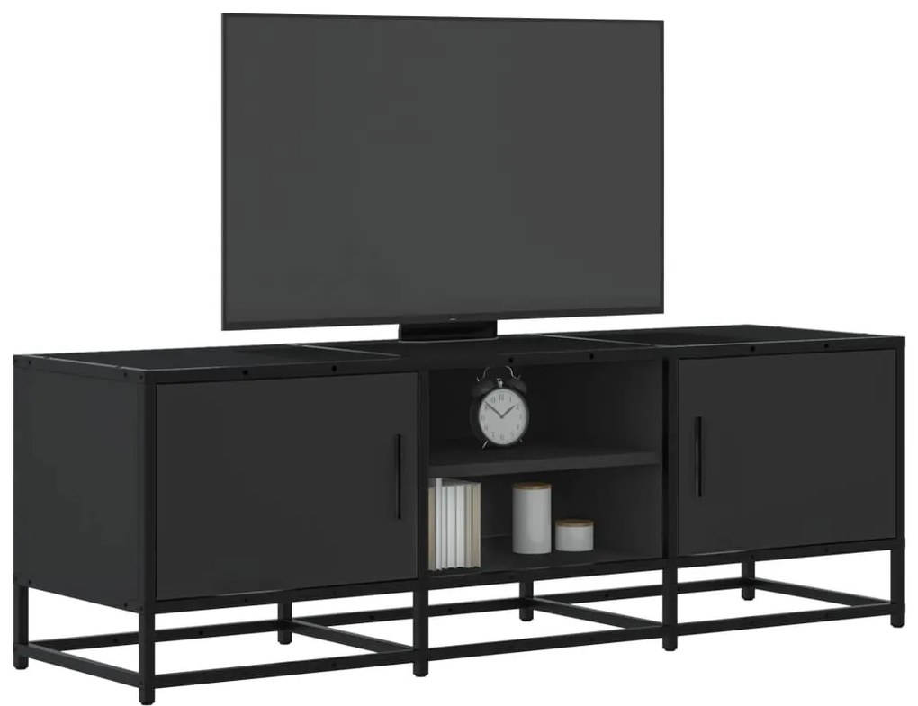fekete szerelt fa és fém TV-szekrény 120x35x41 cm
