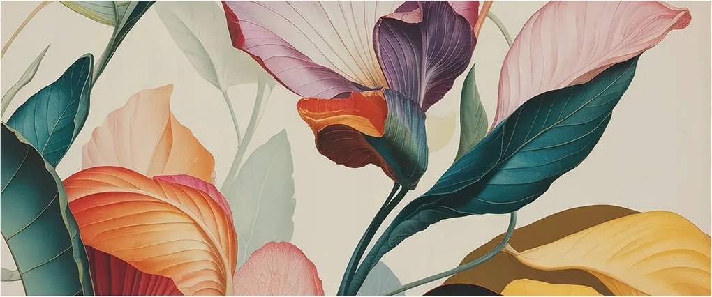 Flizelin tapéta Fali Flizelin Prémium Színes virágok 250x104 Ragasztó