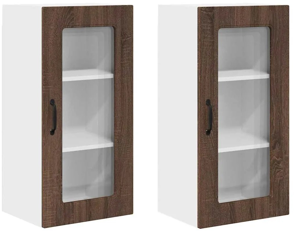 Fali konyhaszekrény 2 pcs Barna Tölgy 40 x 31 x 80 cm Faanyag