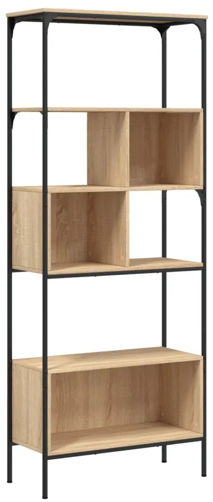5 szintes sonoma tölgy színű fa könyvespolc 76 x 33 x 188,5 cm