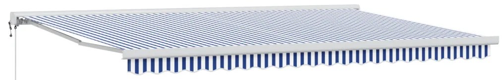 Automatikus Behúzható Napellenző Kék és Fehér 500x300 cm