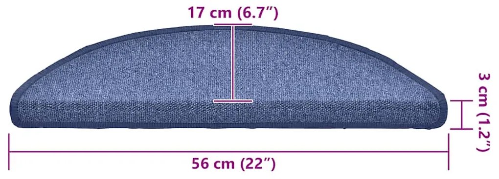30 db kék félkör alakú lépcsőszőnyeg 56 x 17 x 3 cm