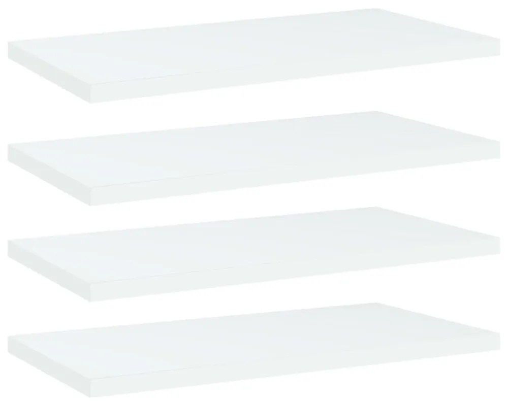 4 db fehér szerelt fa könyvespolc 40 x 20 x 1,5 cm