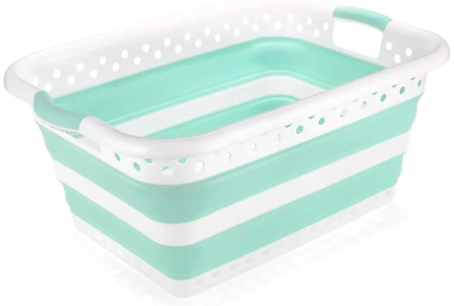 Collapsible Laundry Basket fehér-türkiz összecsukható szennyeskosár - Addis