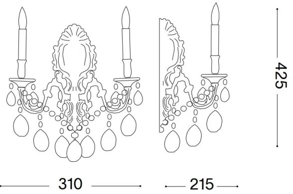 Ideal Lux - Fali kristály lámpa GIOCONDA 2xE14/40W/230V arany