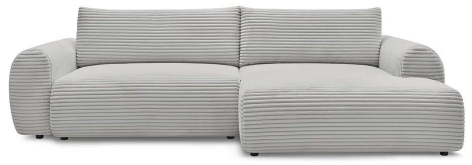 Világosszürke kordbársony kinyitható sarokkanapé (jobb oldali) Lucien – Bobochic Paris