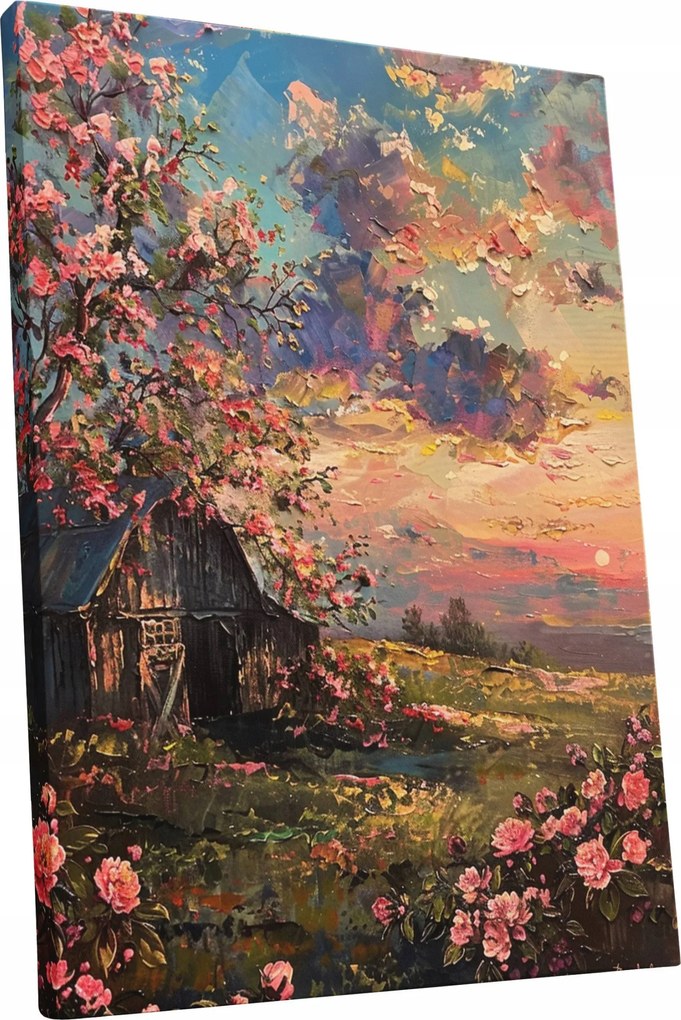 Vászonkép Naplemente virágok táj otthon nappali szoba 60x80