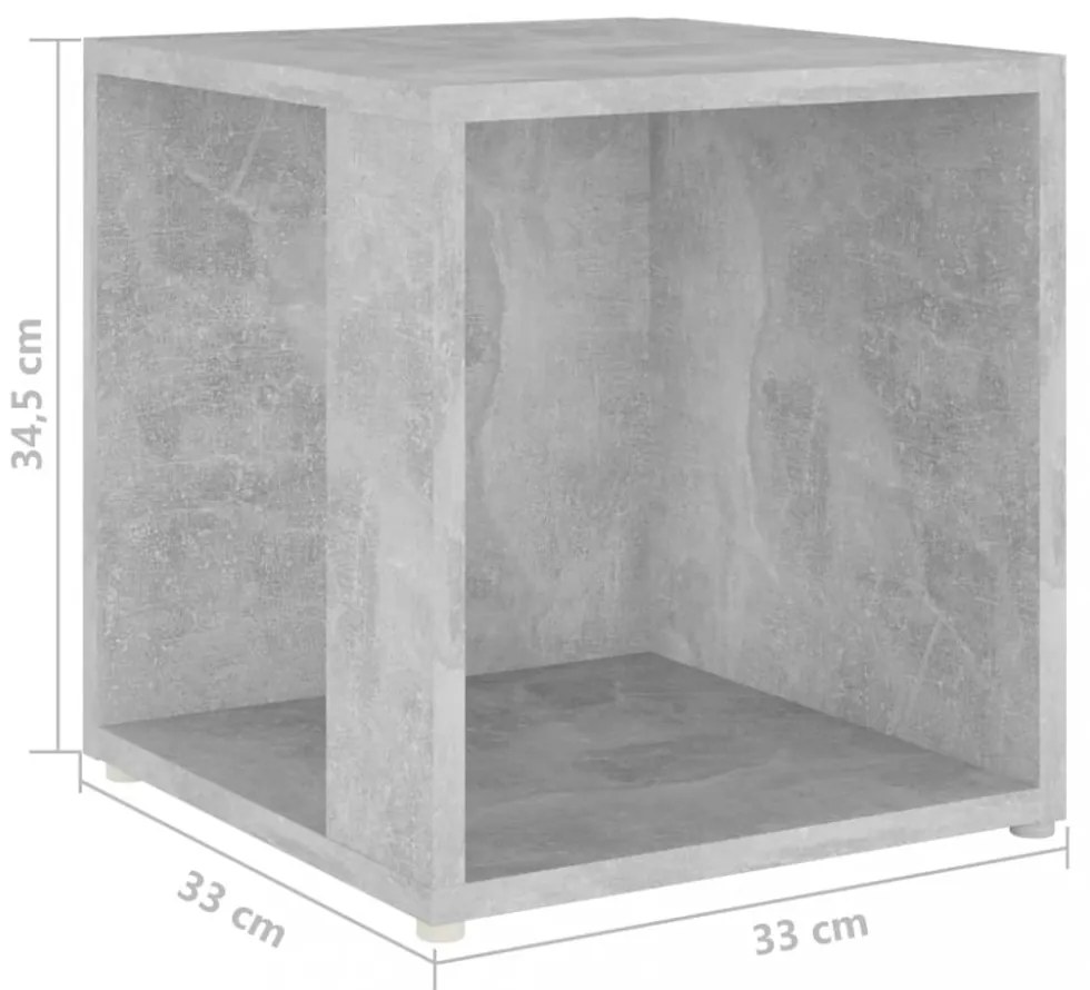 betonszürke szerelt fa kisasztal 33 x 33 x 34,5 cm