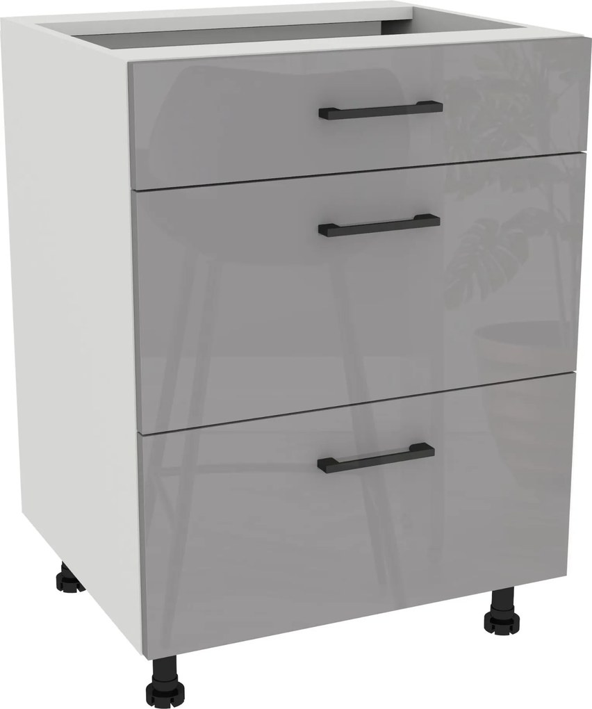 Konyhaszekrény fiók Slim 60 Capri Fehér front Szürke Akril Fényes