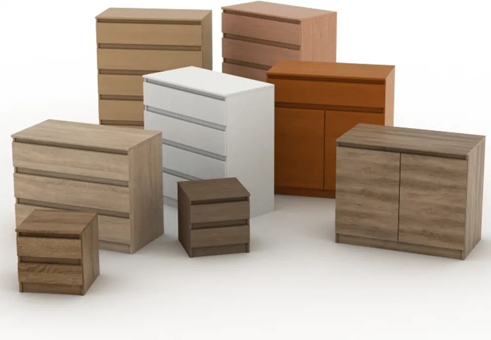 4 fiókos komód, tölgy sonoma, HANY NEW 014
