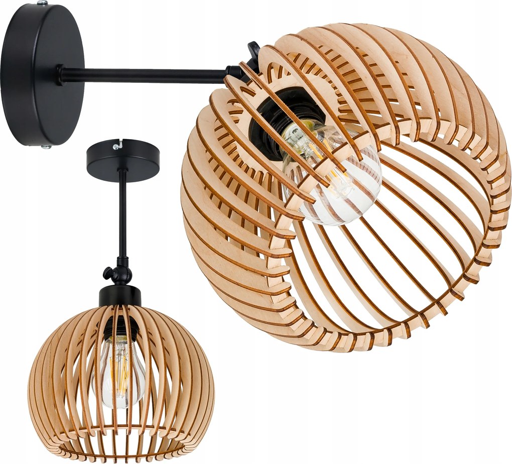 Fali lámpa állítható Loft lámpabúra gömb 36 Fa 1x e27