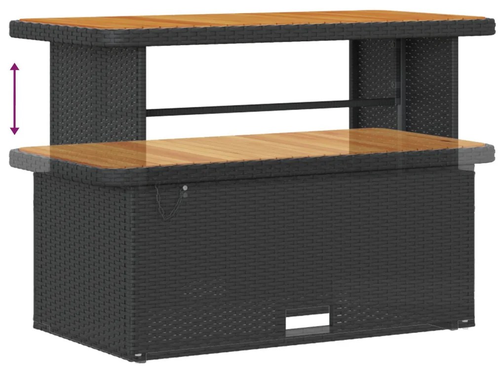 13 Darabos Kert Sofa Szett Párnákkal Fekete Poli Rattan Akác, 2-Fős Kert Sofa Tárolóval &amp; Párnákkal Fekete Poli Rattan, 3 Darabos Kerti Étkezős Szett Párnákkal Fekete Poli Rattan Akác